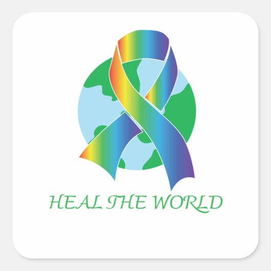 Heal de wereld vierkante sticker (Voorkant)