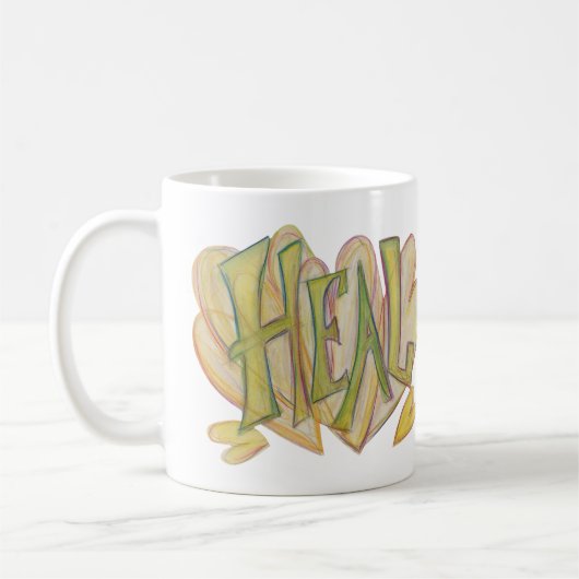 Heal Hearts Mot Inspirationnel Art Café Mug (Gauche)