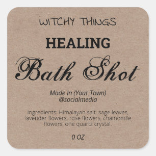 Healing Bath Shot Witchcraft-productetiketten Vierkante Sticker