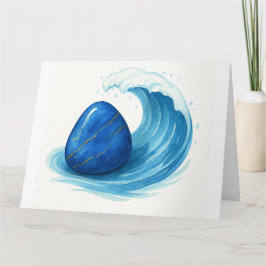 Healing Blue Stone met Zee Wave - Spirituele Greet Kaart