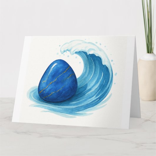 Healing Blue Stone met Zee Wave - Spirituele Greet Kaart (Voorkant)