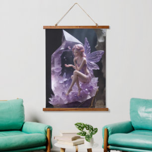 Healing Crystals Amethyst Fairy Wall Art Hangend Wandkleed
