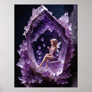Healing Crystals Amethyst Fairy Wall Art Poster