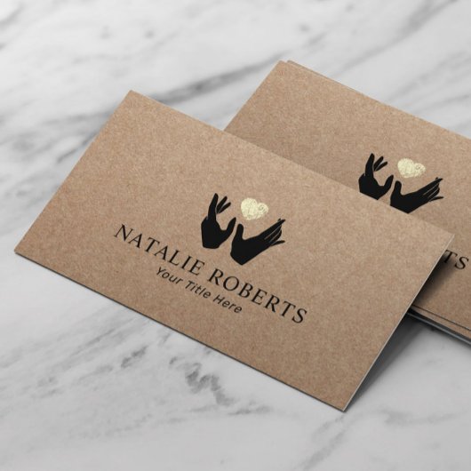 Healing Hands & Heart Massage Therapy Rustic Kraft Visitekaartje