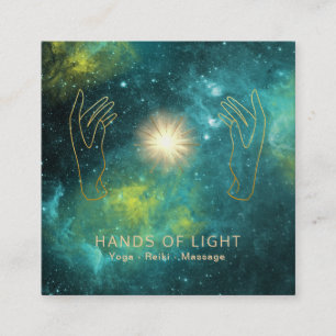 *~* Healing Hands Universe kosmische sterren & lic Vierkante Visitekaartje