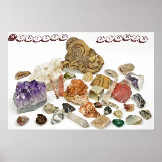 Healing stenen, ametyst,kwarts,opal,tourmaline poster (Voorkant)