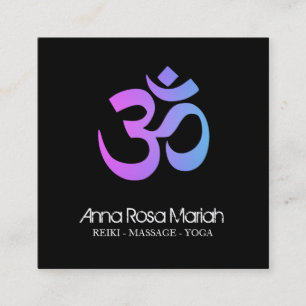 *~* Healing Yoga Energy Healer Aum Om Symbol Vierkante Visitekaartje