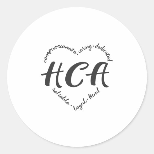 Health Care Aide, gezondheidszorghulp HCA Ronde Sticker (Voorkant)