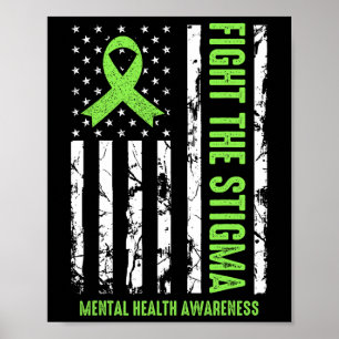 Health Ribbon USA Flag Wij Draag Groene Geestelijk Poster