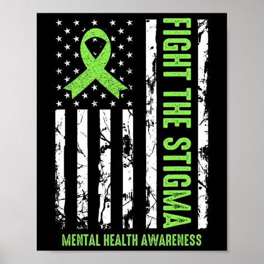 Health Ribbon USA Flag Wij Draag Groene Geestelijk Poster (Voorkant)