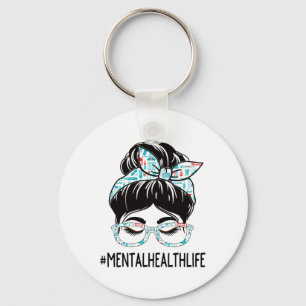Health Week Appreciation Day Vrouwen Messy Bun voo Sleutelhanger