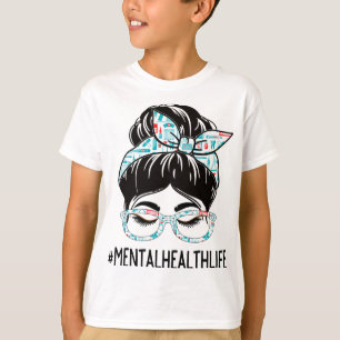 Health Week Appreciation Day Vrouwen Messy Bun voo T-shirt