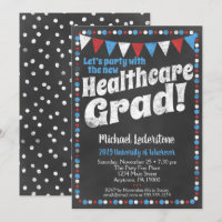 Healthcare Graduparty Invitation Red Blue