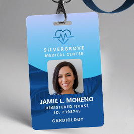 Healthcare Medical Heart Logo Blue Photo Nurse ID Badge