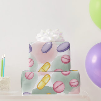 Healthcare & Pharmacy Pink Grey Paarse Tablets Cadeaupapier