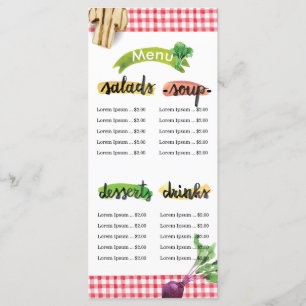 Healthy homemade organic vegan menu sjabloon