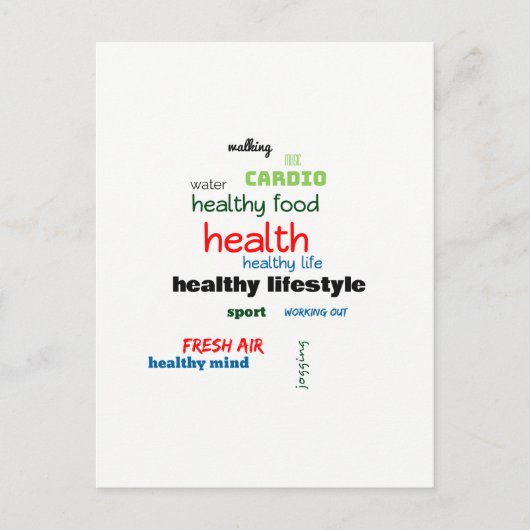 Healthy Lifestyle Word Cloud Briefkaart (Voorkant)