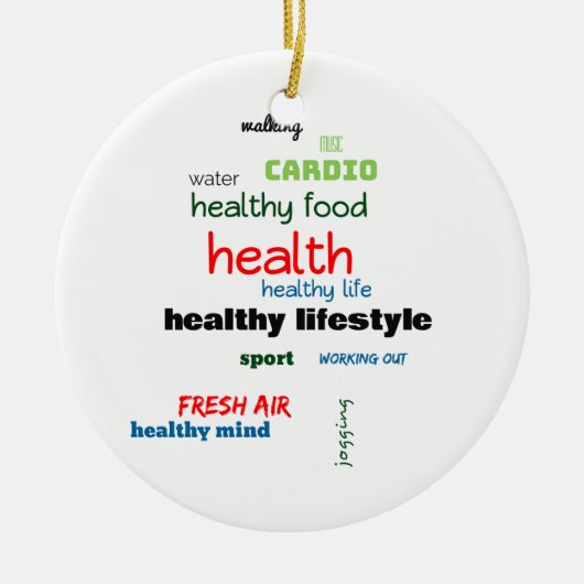 Healthy Lifestyle Word Cloud Keramisch Ornament (Voorkant)