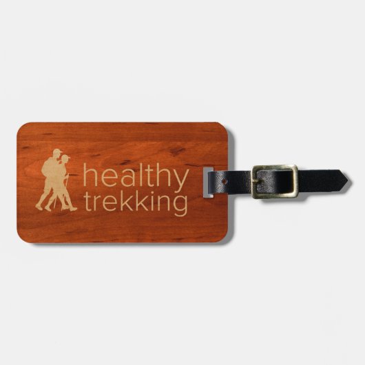 Healthy Trekking Faux Koa Wood Bagagelabel (Voorkant horizontaal)