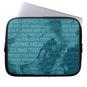 Healthy Trekking Surfer Typografie Blauwgroen Natt Laptop Sleeve