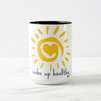 Healthy wakker worden tweekleurige koffiemok