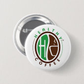 HealthyCoffee-logo Ronde Button 5,7 Cm (Voorkant /achterkant)