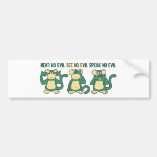 Hear No Evil-apen Groen Bumpersticker