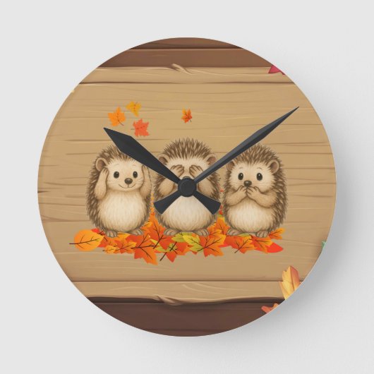 hear, see and speak no evil Hedgehogs leafs Ronde Klok (Voorkant)