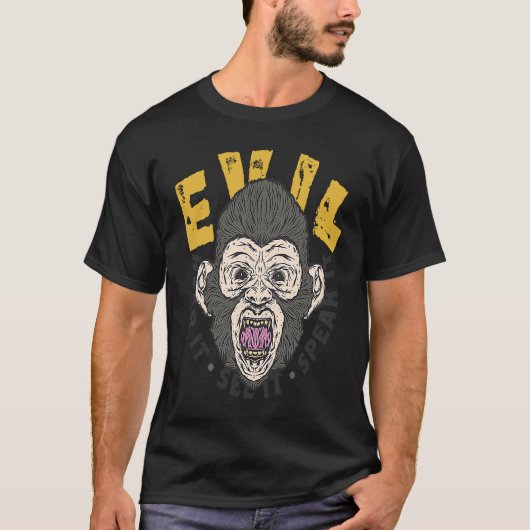 Hear, See, Speak Evil Chimp T-shirt (Voorkant)