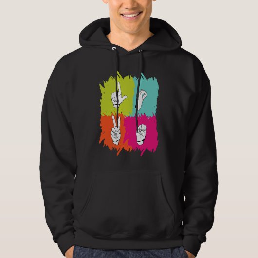 Hearing Aid Deaf Pride ASL hand sign language Gest Hoodie (Voorkant)