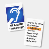 Hearing Impaired Support Badge (Front & Back)