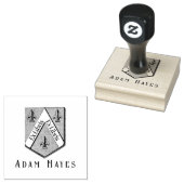 Hearldic middeleeuwse schild ex libris 	rubberstempel (Gestempeld)