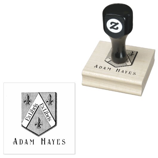 Hearldic middeleeuwse schild ex libris 	rubberstempel (Gestempeld)