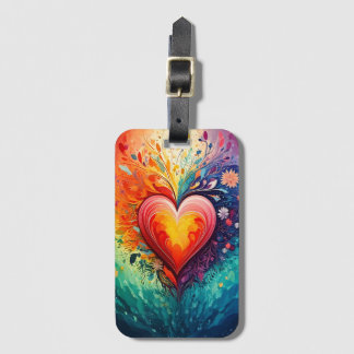 Heart Abstract Watercolor Luggage Tag Bagagelabel