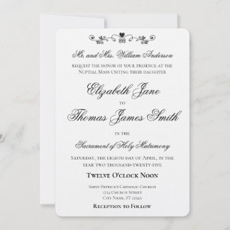 Heart Accent Elegant Wedding Invitation Kaart
