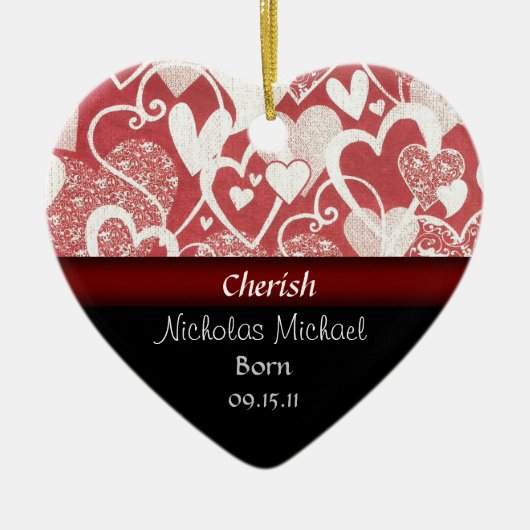 Heart Adoption Announcement Keepomwille Keramisch Ornament (Voorkant)
