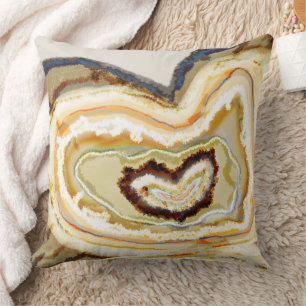 Heart Agate Graphic Geode Blue Oranje Cream Kussen