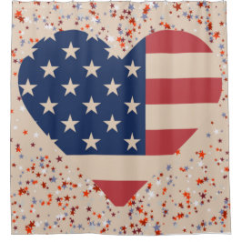 Heart American Flag Shower Curtain Douchegordijn