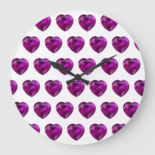 Heart Amethyst Gemstone van februari Paars groot C Grote Klok (Voorkant)