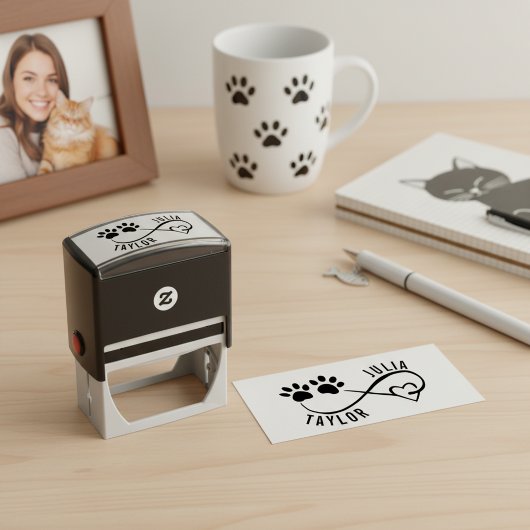 Heart and Paws Name Stamp for a Dog Lover Zelfinktende Stempel