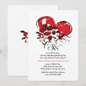 Heart and Rozen Post Wedding Brunch Invitation Kaart (Voorkant / Achterkant)