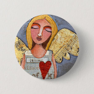 Heart Angel - engelige knop Ronde Button 5,7 Cm
