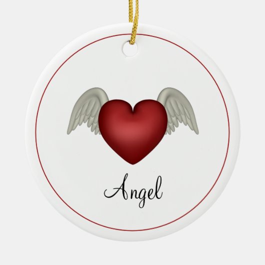 Heart Angel Wings Keramisch Ornament (Voorkant)