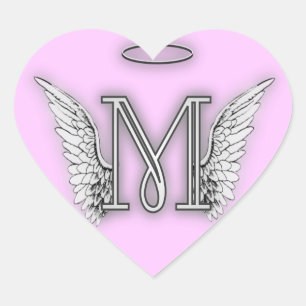 Heart Angel Wings Monogram Hart Sticker