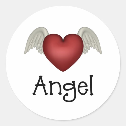 Heart Angel Wings Ronde Sticker (Voorkant)