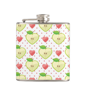 Heart appels met roze pokadots en harten heupfles