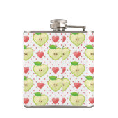 Heart appels met roze pokadots en harten heupfles (Achterkant)