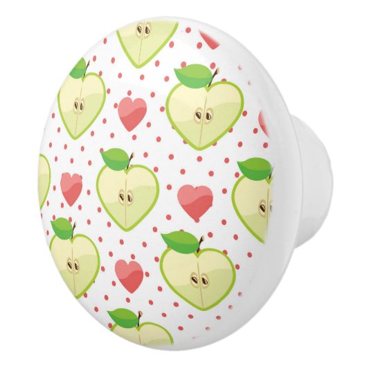 Heart appels met roze pokadots en harten keramische knop (Rechts)