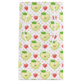 Heart appels met roze pokadots en harten klein cadeauzakje (Voorkant)
