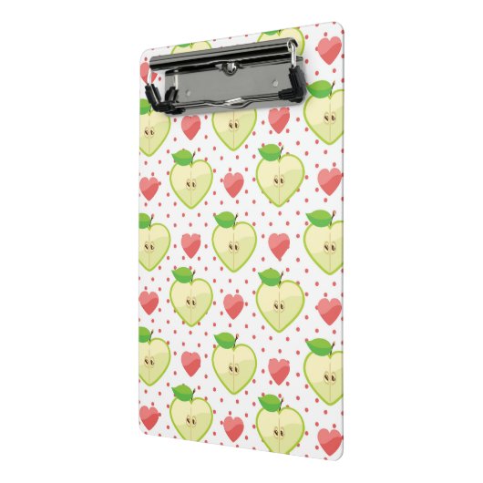 Heart appels met roze pokadots en harten mini klembord (Angled2)